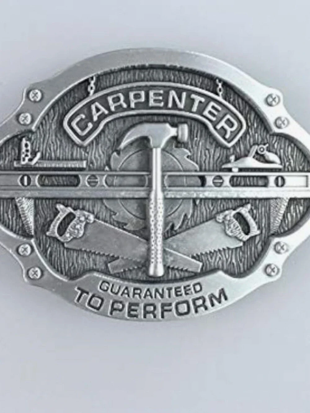 Carpenter Silver Oval Tools Hammer Level Saw Belt Buckle Unisex